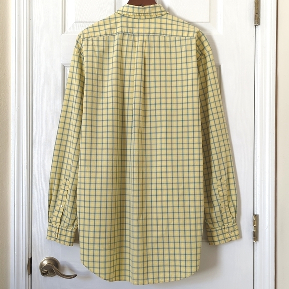 Ralph Lauren 90's Vintage Preppy Plaid Long Sleeve Button Down Shirt Yellow XL - Picture 11 of 12